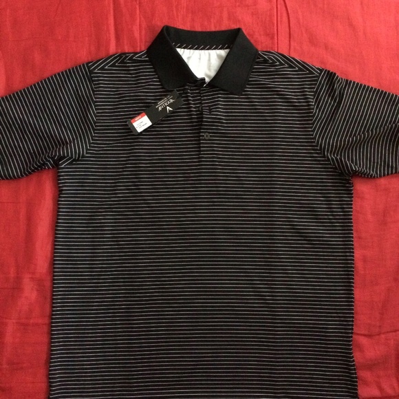 SOLD - Antigua Large Men's Polo Black Striped - Picture 6 of 6